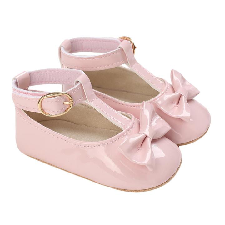 Newborn Anti-slip Shoes, Baby Girls Hollow-out Solid Color First Walking Shoes with Bow
