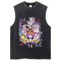 Vintage Sleeveless T-Shirt Dragon Ball Z Men Anime Oversized Tank Tops Tees Cotton Casual Washed Black Harajuku Vest T-shirt. 