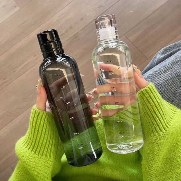 Water Cup Sport Water Bottle With Time Scale Couple Plastic Portable Water Container Anti-drop Outdoor Water Bottle Sunlight Mall