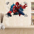 3D Broken Wall SpiderMan Marvel Avengers Wall Stickers For Kids Room Living Room Bedroom Wall Decoration SuperHero Movie Poster.