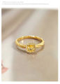 18k saudi gold pawnable original Small square sugar citrine diamond ring for women luxury design fashion jewellery. 