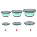 Folding Lunch Box Bowl Sets Silicone 3Pcs/Set Food Container Tableware Set Foldable Salad Bowl with Lid Portable. 