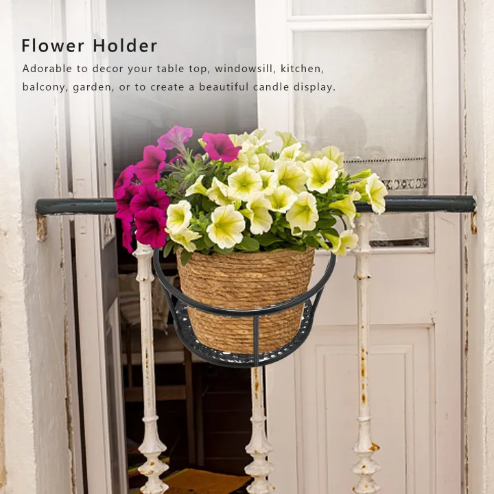 NXFDSIOZ%202X%20Metal%20Flower%20Holder%20Shelf%20Stand%20Hanging%20Pots%20Basket%20Plant%20Garden%20Wall%20Storage%20-%20Image%206