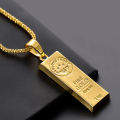 Australia Hot Sale MGOLD WE TRUST Vertical Gold Bar Pendant Mens Punk Hiphop Necklace Jewelry.