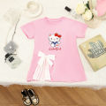 New 2024 Summer Girl Cartoon Cute Short sleeved Children's Kuromi Princess Bow Dress. 