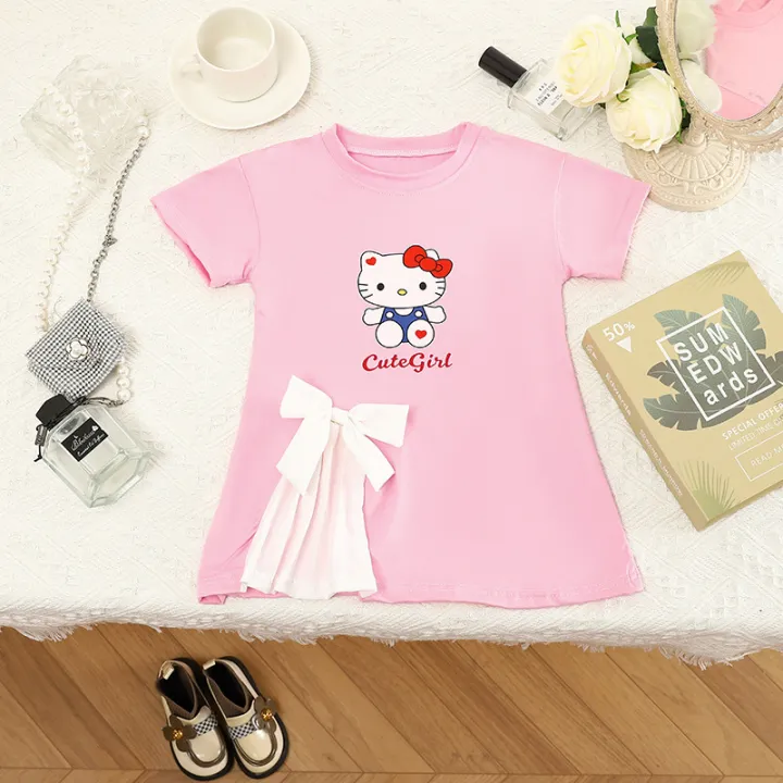 New%202024%20Summer%20Girl%20Cartoon%20Cute%20Short%20sleeved%20Children's%20Kuromi%20Princess%20Bow%20Dress%20-%20Image%204