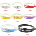 Women Laies Fashion Narrow Skinny Thin Patent Leather Bow Buckle Waist Belt MJD.