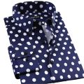 Men's Polka Dot Printing Long Sleeve Shirt Fashion Male Dress Shirts Casual Formal Cotton Black White Dots Youth Clothing.