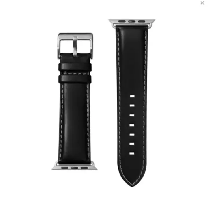 Leather%20Watchband%20Soft%20Material%20Watch%20Band%20Wrist%20Strap%2042mm/44mm/45mm/49mm%20With%20Silver%20Stainless%20Steel%20Buckle%20-%20Image%203