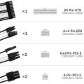 1Set ATX Extension Cable PC GPU CPU Power Supply Wire 1X24Pin,1X4+4(8Pin) CPU,2XPCIE 6+2P,2XPCIE 6P. 
