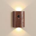 LED Motion Sensor Induction Night Lights Wooden Wireless USB Rechargeable Wall Lamp for Bedroom Kitchen Corridor Stairs Lighting.