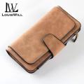(New) louiwill' wallet for women long clutch pure PU leather hand bag large capacity card holder zipper coin pure Fahion money bag.