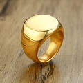 Simple 18k gold plated chunky rings jewelry wholesale bulk vintage championship stainless steel signet men engraved ring blanks.