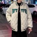 Baseball Uniform Cotton Clothes Men and Women Winter2022New Letter Cotton Clothing Hong Kong StyleinsDiamond Lattice Couple Jacket Coat.