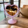 Double-Sided Heart Shaped Cosmetic Mirror Retro Lovely Girl Oval Princess Cosmetic Mirror Home Bedroom Desktop Mirror.