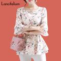 Floral Chiffon Blouse Women Summer Korean Ruffle Peplum Top Ladies 2020 Elegant Plus Size Office Shirt Female Camisas Femininas.
