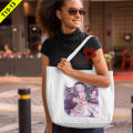 Cotton Hand and Shoulder Tote Bag For Women's With Zipper. 