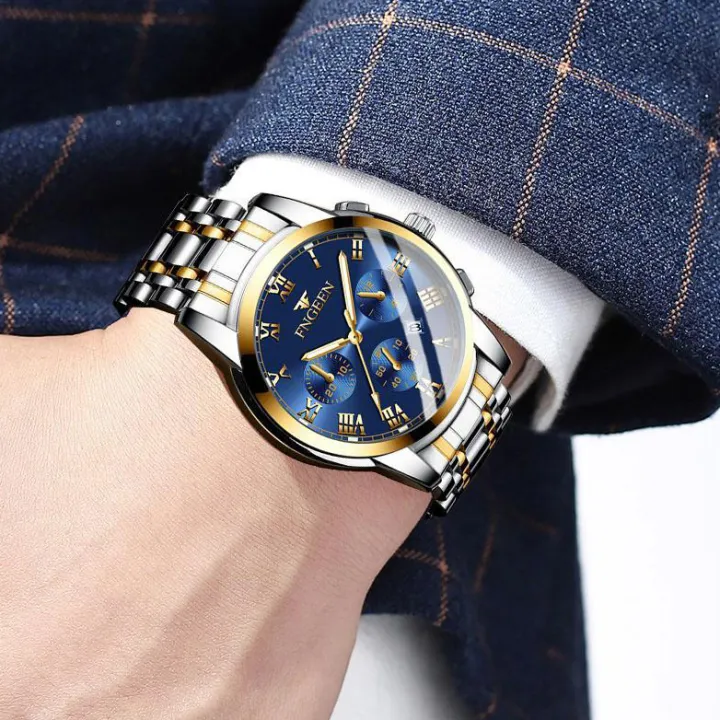 FNGEEN%204006%20High%20Quality%20Luxury%20Men's%20Quartz%20Watch%20Luminous%20Calendar%20Stainless%20Steel%20Strap%20Wristwatch%20For%20Men%20-%20Image%204