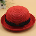 Fresh Dome Bow Curved Brim Straw Hat Women's Korean-Style Beach Trip Cover Sun Protection Top Hat Spring Summer Hat.