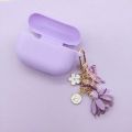 For AirPods Pro 3 Case Dream Purple Silicone Earphone Cases For AirPods Pro Headset Cover Cute Shiny butterfly Flower Key Ring JokeT.