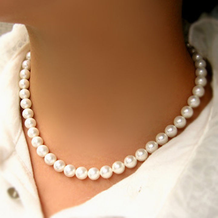 Single Line White Pearl Necklace Gift For- Women & Girls Mother of Pearl Necklace