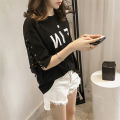 Letter Short Sleeve T Women's T-shirt 200 Jin Fat MM2021 Summer Korean Style Women T-shirt Loose Tied Sleeve Top Half Sleeve.