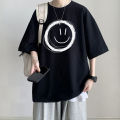 Short SleeveTT-shirt Men plus-Sized XL Mens Summer Fashion Cropped Sleeve Hong Kong Style LooseinsCouple Clothes T-shirt.