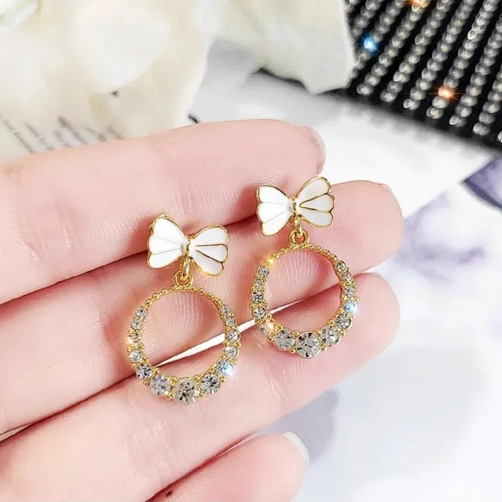 Korea%20Elegant%20Fashion%20Crystal%20Round%20Geometry%20Bow%20Dangle%20Earrings%20for%20Women%20-%20Image%202