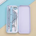 8pcs Plastic Geometry Stationery Set Maths Drawing Compasses Ruler Set Students Draw Measuring Tools School Office Stationery MuXiaRe.