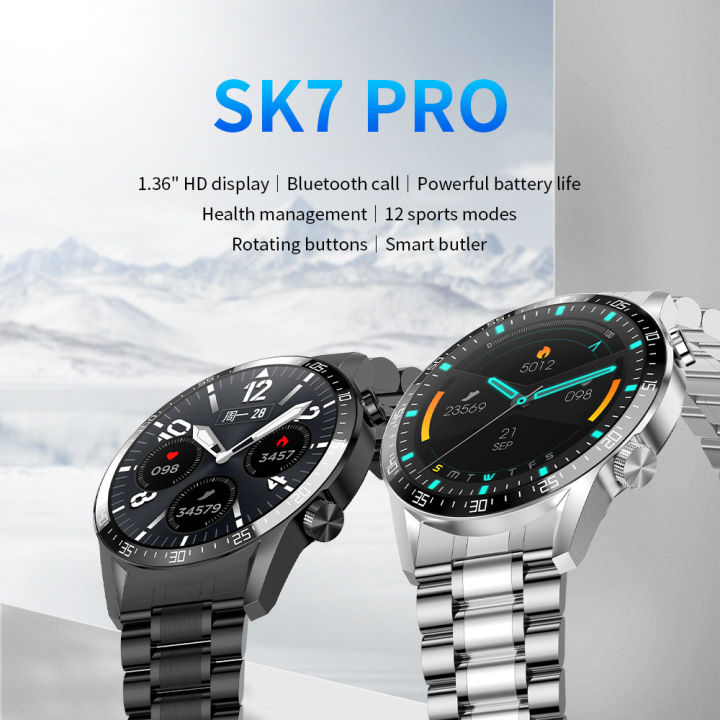 2024 SK7 Plus Bluetooth Call Smart Watch 1.3 Inch HD Screen AI Voice Fitness Tracker Health Sports Waterproof Women Men Watch