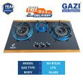 EG-B712G Gazi Smiss Gas Stove Glass Body Three Burner  - Auto Ignition Blue Flame LPG Gas Compatible.. 