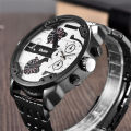 Oulm Huge Two Time Zone Men's Watches Top Luxury Brand Male Quartz Big Size Watch Individuality Large Men Military Wristwatch.