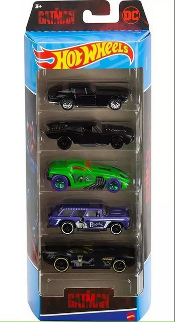 Hot Wheels 1:64 Scale Batman 5-Pack - Multipack of 5 Batman-Themed Vehicles Model Toy Car (Die-Cast Model Car)