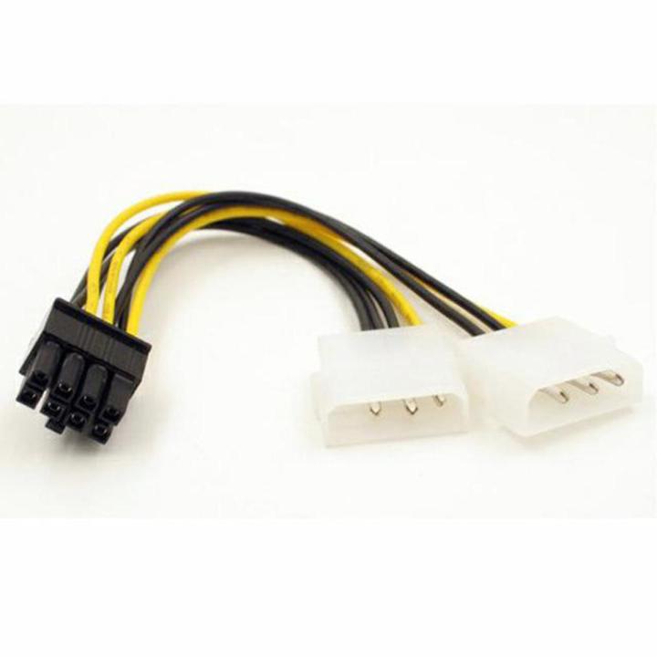 Dual Molex 4 Pin Connections to 8 Pin Male PCI-E PCI Express Converter Adapter Power Cable Wire-Multicolor