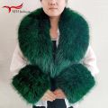 Large Winter Faux Fox Fur Scarf Women Jackets Warm Fluffy Shawl Fashion Artificial Fur Collar And Cuff Set Fluffy Scarves Female.