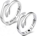 925 Sterling Silver Hug Ring Open Adjustable Hugging Rings For Valentine's Day Birthday Gifts for Women Teen Girls. 