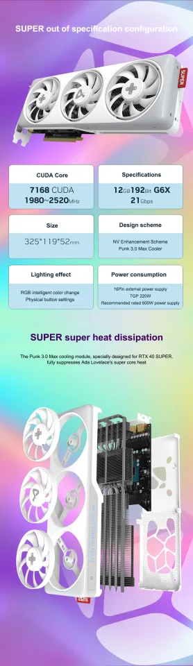 AX Gaming RTX 4070 SUPER X3W MAX 12GB Video Card GDDR6X 12GB