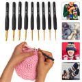 9Pcs Crochet Hook Sweater Sewing Thread Black Handle Craft Accessories Knitting Tools.