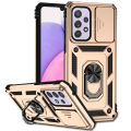 For Samsung Galaxy A33 5G Case with Slide Camera Cover, 360° Ring Holder Metal Kickstand, work for Phone Holder Car Mount, Drop Peep Protection.