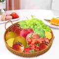 Woven Serving Tray Holder with Handles Kitchen Tray PP Material Rattan for Home Kitchen Bakery Household Decoration Brown Bread Storage Tray.