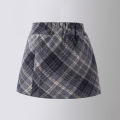 2023 Girls' Autumn and Winter Red Tweed Plaid Hip Skirt Korean Children's Foreign Skirt Girl High Waisted Short Skirt.