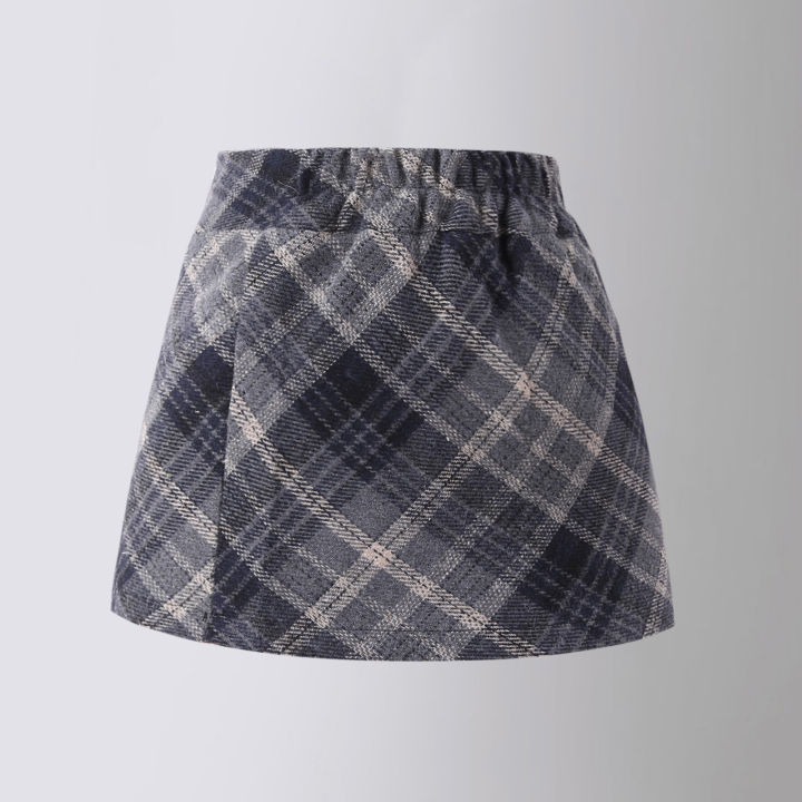 2023%20Girls'%20Autumn%20and%20Winter%20Red%20Tweed%20Plaid%20Hip%20Skirt%20Korean%20Children's%20Foreign%20Skirt%20Girl%20High%20Waisted%20Short%20Skirt%20-%20Image%202