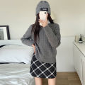 French red plaid woolen half women's 2023 autumn/winter high waisted slimming A-line skirt, buttocks wrapped skirt.