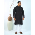 Westeen Cotton Black Solid Color Punjabi.