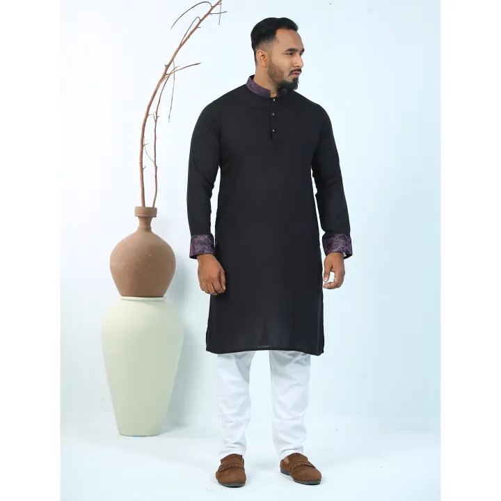 Westeen%20Cotton%20Black%20Solid%20Color%20Punjabi%20-%20Image%204