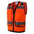 Hi Vis Safety Vest Orange Reflective Work Vest for Warehouse Construction Supervisor Working Clothes.