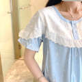 Summer maternity cotton postpartum confinement gown nursing nightgown summer pregnancy period breastfeeding outside.