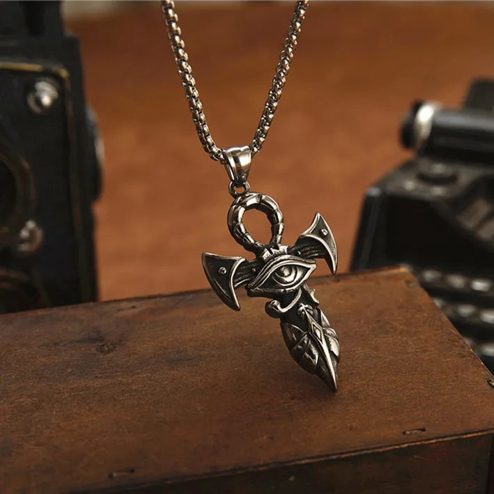 European%20and%20American%20titanium%20steel%20men's%20cross%20necklace%20religious%20jewelry%20stainless%20steel%20Egyptian%20Eye%20of%20Horus%20pendant%20necklace%20-%20Image%202