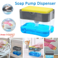 Liquid Soap Dispenser Soap Pump Sponge Caddy Holder Creative Hand Press Kitchen Dish Soap Dispenser with Washing Sponge-Smart Holder - New Canvas.