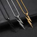 Stylish Chain Friends Black Steel Lightning Bolts Chain Necklace For Men.